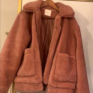 Blush pink teddy bear jacket